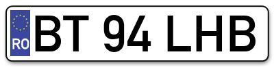 Placuta inmatriculare numar auto  BT-94-LHB, BT 94 LHB, BT94LHB
