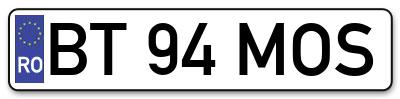 Placuta inmatriculare numar auto  BT-94-MOS, BT 94 MOS, BT94MOS