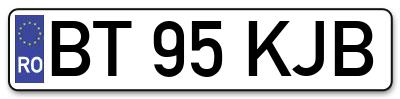 Placuta inmatriculare numar auto  BT-95-KJB, BT 95 KJB, BT95KJB