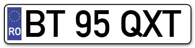 Placuta inmatriculare numar auto  BT-95-QXT, BT 95 QXT, BT95QXT