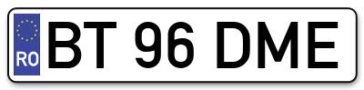 Placuta inmatriculare numar auto  BT-96-DME, BT 96 DME, BT96DME