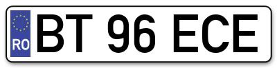 Placuta inmatriculare numar auto  BT-96-ECE, BT 96 ECE, BT96ECE