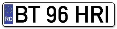 Placuta inmatriculare numar auto  BT-96-HRI, BT 96 HRI, BT96HRI