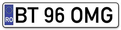 Placuta inmatriculare numar auto  BT-96-OMG, BT 96 OMG, BT96OMG