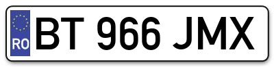 Placuta inmatriculare numar auto  BT-966-JMX, BT 966 JMX, BT966JMX