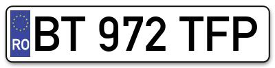 Placuta inmatriculare numar auto  BT-972-TFP, BT 972 TFP, BT972TFP