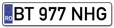 Placuta inmatriculare numar auto  BT-977-NHG, BT 977 NHG, BT977NHG