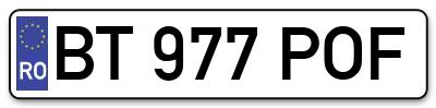Placuta inmatriculare numar auto  BT-977-POF, BT 977 POF, BT977POF