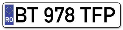 Placuta inmatriculare numar auto  BT-978-TFP, BT 978 TFP, BT978TFP