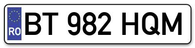 Placuta inmatriculare numar auto  BT-982-HQM, BT 982 HQM, BT982HQM