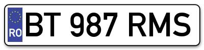 Placuta inmatriculare numar auto  BT-987-RMS, BT 987 RMS, BT987RMS