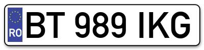 Placuta inmatriculare numar auto  BT-989-IKG, BT 989 IKG, BT989IKG