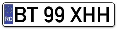 Placuta inmatriculare numar auto  BT-99-XHH, BT 99 XHH, BT99XHH