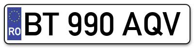 Placuta inmatriculare numar auto  BT-990-AQV, BT 990 AQV, BT990AQV