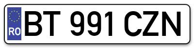Placuta inmatriculare numar auto  BT-991-CZN, BT 991 CZN, BT991CZN