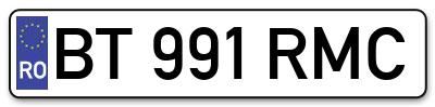 Placuta inmatriculare numar auto  BT-991-RMC, BT 991 RMC, BT991RMC