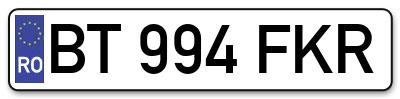 Placuta inmatriculare numar auto  BT-994-FKR, BT 994 FKR, BT994FKR