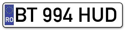 Placuta inmatriculare numar auto  BT-994-HUD, BT 994 HUD, BT994HUD