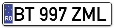 Placuta inmatriculare numar auto  BT-997-ZML, BT 997 ZML, BT997ZML