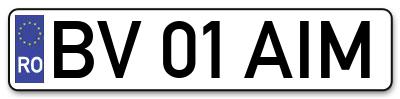 Placuta inmatriculare numar auto  BV-01-AIM, BV 01 AIM, BV01AIM