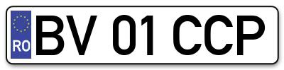 Placuta inmatriculare numar auto  BV-01-CCP, BV 01 CCP, BV01CCP
