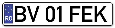 Placuta inmatriculare numar auto  BV-01-FEK, BV 01 FEK, BV01FEK