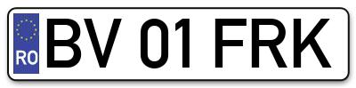 Placuta inmatriculare numar auto  BV-01-FRK, BV 01 FRK, BV01FRK