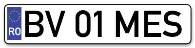 Placuta inmatriculare numar auto  BV-01-MES, BV 01 MES, BV01MES