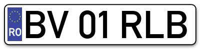 Placuta inmatriculare numar auto  BV-01-RLB, BV 01 RLB, BV01RLB