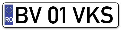 Placuta inmatriculare numar auto  BV-01-VKS, BV 01 VKS, BV01VKS