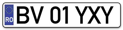 Placuta inmatriculare numar auto  BV-01-YXY, BV 01 YXY, BV01YXY