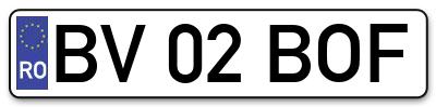 Placuta inmatriculare numar auto  BV-02-BOF, BV 02 BOF, BV02BOF