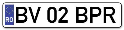 Placuta inmatriculare numar auto  BV-02-BPR, BV 02 BPR, BV02BPR