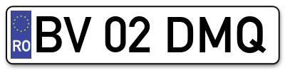 Placuta inmatriculare numar auto  BV-02-DMQ, BV 02 DMQ, BV02DMQ