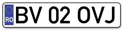 Placuta inmatriculare numar auto  BV-02-OVJ, BV 02 OVJ, BV02OVJ