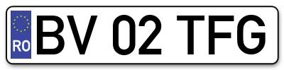 Placuta inmatriculare numar auto  BV-02-TFG, BV 02 TFG, BV02TFG