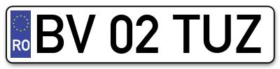 Placuta inmatriculare numar auto  BV-02-TUZ, BV 02 TUZ, BV02TUZ