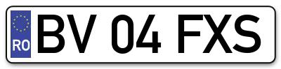 Placuta inmatriculare numar auto  BV-04-FXS, BV 04 FXS, BV04FXS