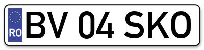 Placuta inmatriculare numar auto  BV-04-SKO, BV 04 SKO, BV04SKO