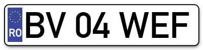 Placuta inmatriculare numar auto  BV-04-WEF, BV 04 WEF, BV04WEF
