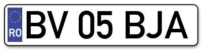 Placuta inmatriculare numar auto  BV-05-BJA, BV 05 BJA, BV05BJA
