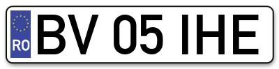 Placuta inmatriculare numar auto  BV-05-IHE, BV 05 IHE, BV05IHE