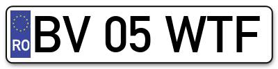 Placuta inmatriculare numar auto  BV-05-WTF, BV 05 WTF, BV05WTF