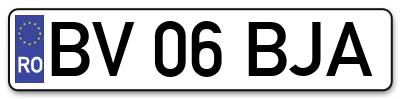 Placuta inmatriculare numar auto  BV-06-BJA, BV 06 BJA, BV06BJA