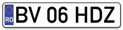 Placuta inmatriculare numar auto  BV-06-HDZ, BV 06 HDZ, BV06HDZ