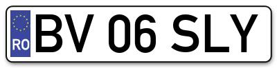 Placuta inmatriculare numar auto  BV-06-SLY, BV 06 SLY, BV06SLY