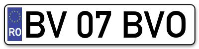 Placuta inmatriculare numar auto  BV-07-BVO, BV 07 BVO, BV07BVO