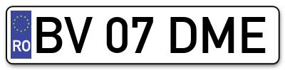 Placuta inmatriculare numar auto  BV-07-DME, BV 07 DME, BV07DME