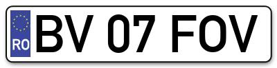 Placuta inmatriculare numar auto  BV-07-FOV, BV 07 FOV, BV07FOV