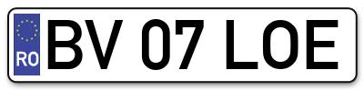 Placuta inmatriculare numar auto  BV-07-LOE, BV 07 LOE, BV07LOE
